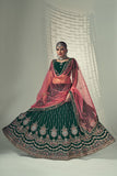 Green Embroidery with Sequence & Thread Work Georgette Lehenga Choli with Dupatta | 4023
