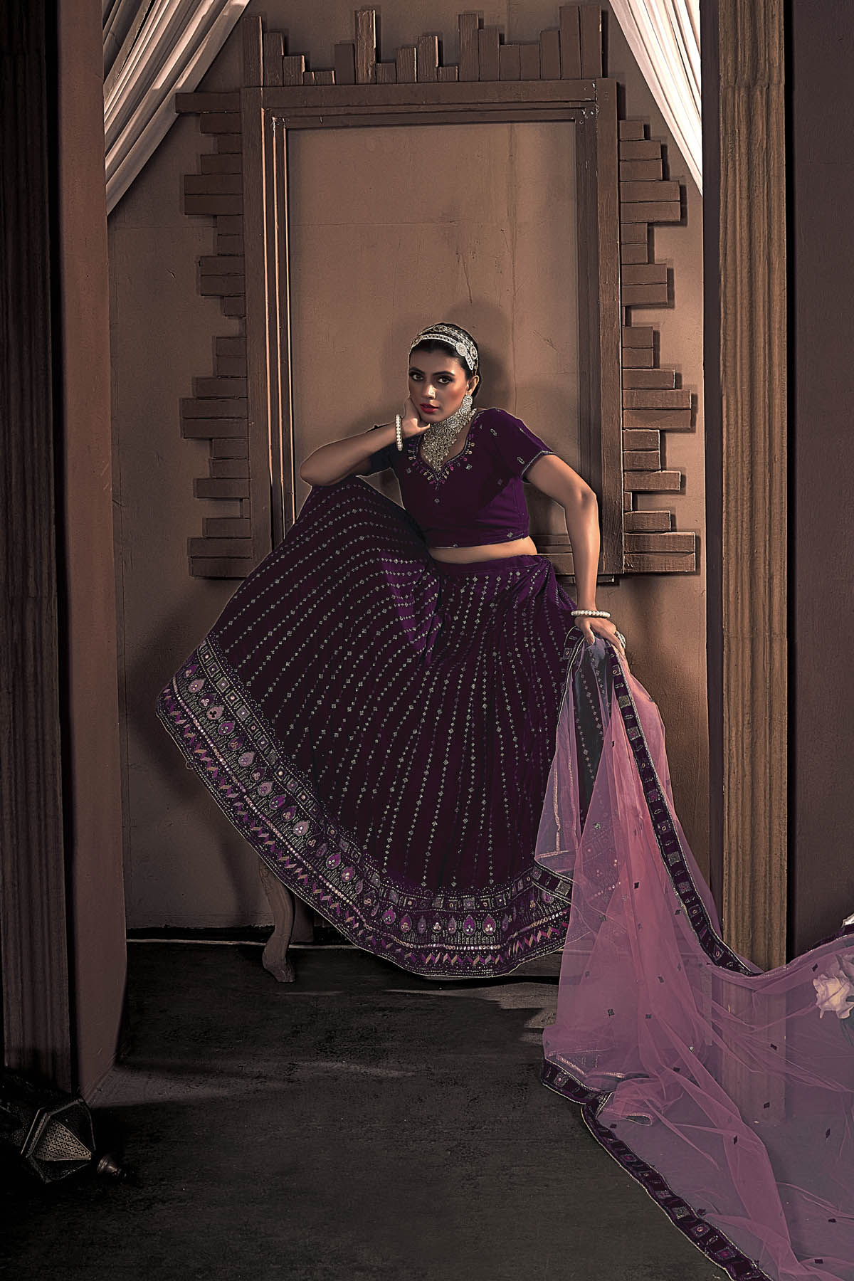 Purple Embroidery Work Georgette Lehenga Choli with Dupatta | 5007