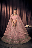 Light Pink Embroidery Work Net Lehenga Choli with Dupatta | 4056