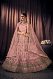 Light Pink Net Lehenga Choli with Dupatta - Embroidery Work