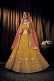 Yellow Embroidery with Sequence & Thread Work Georgette Lehenga Choli with Dupatta | 4023