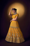 Yellow Lehenga Choli with Dupatta - Georgette Embroidery Sequence Work