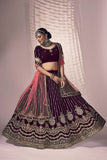Burgundy Lehenga Choli with Dupatta - Georgette Embroidery with Sequence & Thread Work