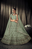 Pista Net Lehenga Choli with Dupatta - Embroidery Work