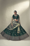 Dark Green Thread Net Lehenga Choli - Versatile and Stylish Ensemble for Any Occasion