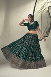 Dark Green Thread Net Lehenga Choli - Versatile and Stylish Ensemble for Any Occasion