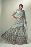 Sky Blue Embroidery Work Net Lehenga Choli with Dupatta | 4056