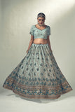 Sky Blue Embroidery Work Net Lehenga Choli with Dupatta | 4056