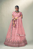 Baby Pink Lehenga Choli with Dupatta - Thread
